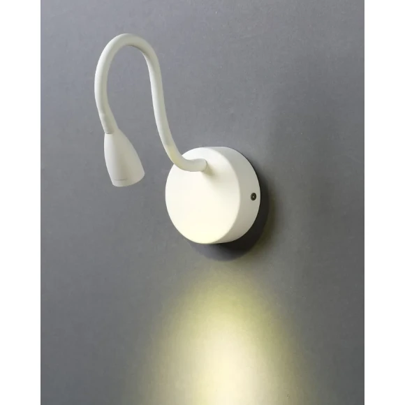 Crystal Lux MOVI A AP3W LED WH 4162/403 Бра настенное светодиодное белое с гибкой ножкой, сенсорное включение прикосновением к любой металлической части светильника, трехступенчатый диммер, LED 3Вт 4000K 270Лм 30° CRI90 IP20 220V