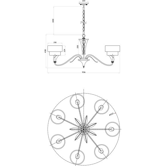 Люстра подвесная Maytoni H311-07-G Lillian под лампы 7xE14 40W