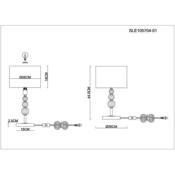 SLE105704-01 Прикроватная лампа Хром/Светло-бежевый E14 1*40W RAMER SLE105704-01 Прикроватная лампа Хром/Светло-бежевый E14 1*40W RAMER