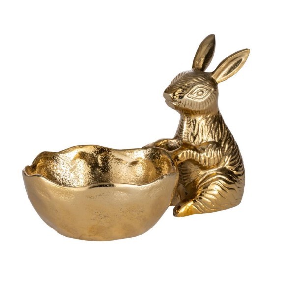 427297 AMBALAVA Статуэтка Заяц с чашей L250, B150, H160, алюминий, золотой 427297 AMBALAVA Статуэтка Заяц с чашей L250, B150, H160, алюминий, золотой