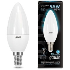 103101210 Лампа Gauss LED Свеча E14 9.5W 950lm 4100К 1/10/50 103101210 Лампа Gauss LED Свеча E14 9.5W 950lm 4100К 1/10/50