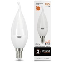 34118 Лампа Gauss Elementary Свеча на ветру 8W 520lm 3000K Е14 LED 1/10/50