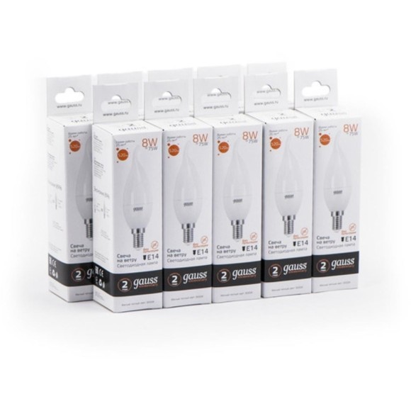 34118 Лампа Gauss Elementary Свеча на ветру 8W 520lm 3000K Е14 LED 1/10/50 34118 Лампа Gauss Elementary Свеча на ветру 8W 520lm 3000K Е14 LED 1/10/50