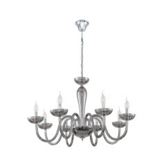 39118 FALCADO FALCADO Подвесной потолочный светильник с 8 лампами E14, 320Вт, металл, стекло, черный, хромированный 39118 FALCADO FALCADO Подвесной потолочный светильник с 8 лампами E14, 320Вт, металл, стекло, черный, хромированный