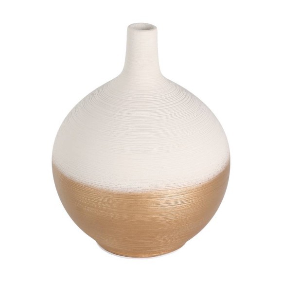 421417 SARYKSU Декоративная ваза керамика белый золотой H185