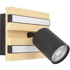 390521 Светодиодное бра GESTEIRA, 8W(LED) ,3000K, 660lm, сталь, дерево, черный, коричневый, черный