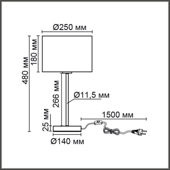 8251/1T MODERNI LN25 000  никель/серый, металл/текстиль Настольная лампа Е27 60W 220V NIKKI