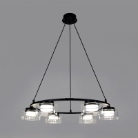 Люстра подвесная с черным основанием и прозрачными плафонами, 6 ламп GX53 (нет в комплекте) Lightstar Fico II 740167