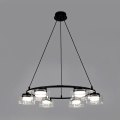 Люстра подвесная с черным основанием и прозрачными плафонами, 6 ламп GX53 (нет в комплекте) Lightstar Fico II 740167 Люстра подвесная с черным основанием и прозрачными плафонами, 6 ламп GX53 (нет в комплекте) Lightstar Fico II 740167