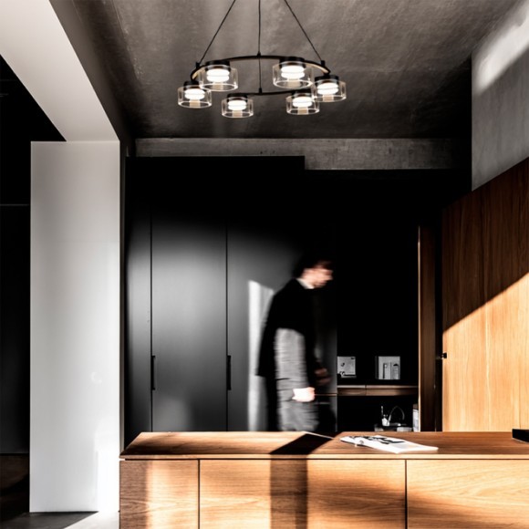 Люстра подвесная с черным основанием и прозрачными плафонами, 6 ламп GX53 (нет в комплекте) Lightstar Fico II 740167