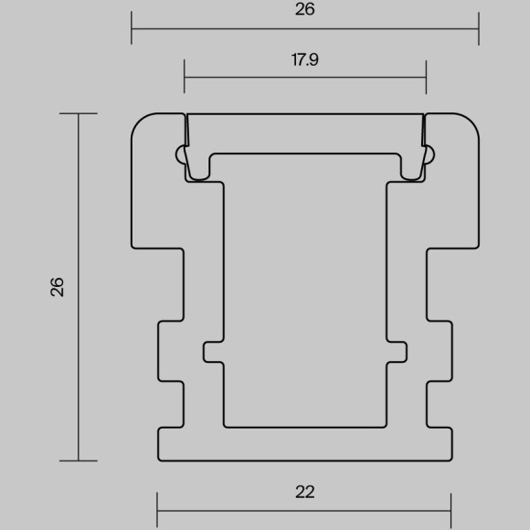 Алюминиевый профиль встраиваемый в пол 26x26 (Серебро, 2 м), ALM-2626-S-2M 636016