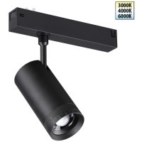 359961 Черный трековый спот с изм. углом рассеивания света 15-55° и перекл. цв. температуры 3000;4000;6000К 220В 15Вт 830Лм CRI90 Novotech VECTOR