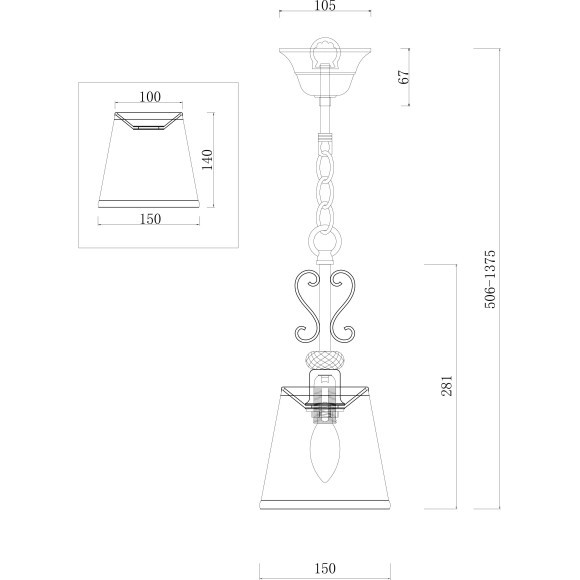 Подвесной светильник с 1 плафоном Freya FR2405-PL-01-BZ Driana под лампу 1xE14 40W