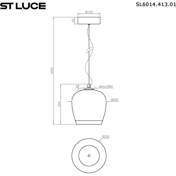 SL6014.413.01 Светильник подвесной ST-Luce Черный/Коричневый, Черный LED 1*17W 3000K RIPPLE