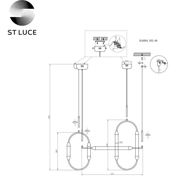 SL6004.303.06 Светильник подвесной ST-Luce Латунь/Белый LED 6*6W 3000K OLBIA SL6004.303.06 Светильник подвесной ST-Luce Латунь/Белый LED 6*6W 3000K OLBIA