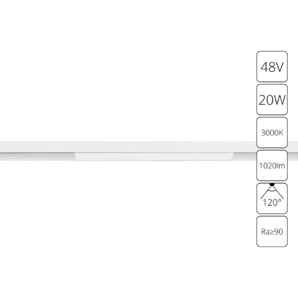 A4673PL-1WH Трековый магнитный светодиодный светильник Arte Lamp Linea 2.0 CRI90+ 3000К 1020Лм 120° 20Вт