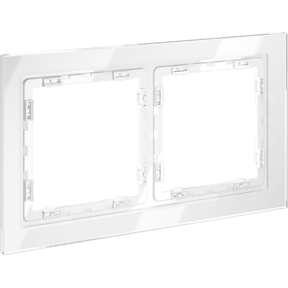 Рамка стеклянная VOLTUM S70 на 2 поста, (белый, стекло)