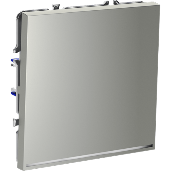 Проходной переключатель встраиваемый VOLTUM S70 одноклавишный с подсветкой 10А, (сталь)