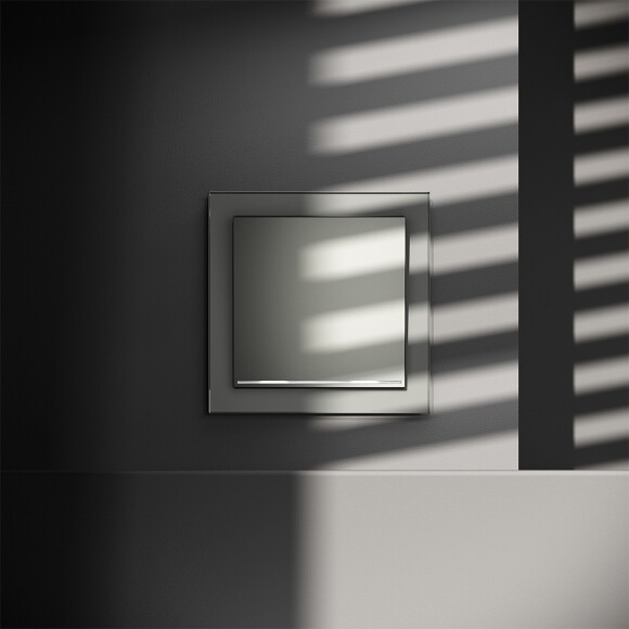 Проходной переключатель встраиваемый VOLTUM S70 одноклавишный с подсветкой 10А, (сталь)