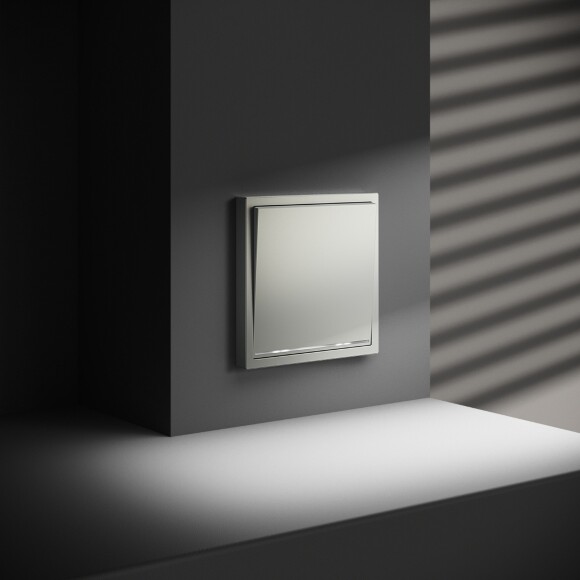 Проходной переключатель встраиваемый VOLTUM S70 одноклавишный с подсветкой 10А, (сталь)