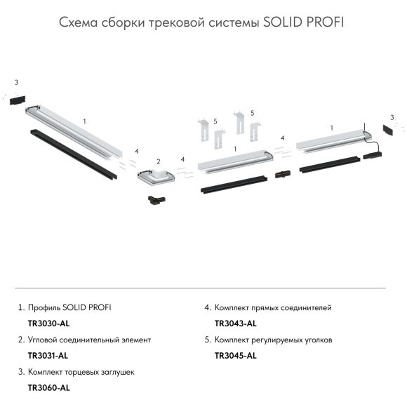 Комплект из 2 монт. планок для шинопроводов в натяжные потолки TR3045-AL
