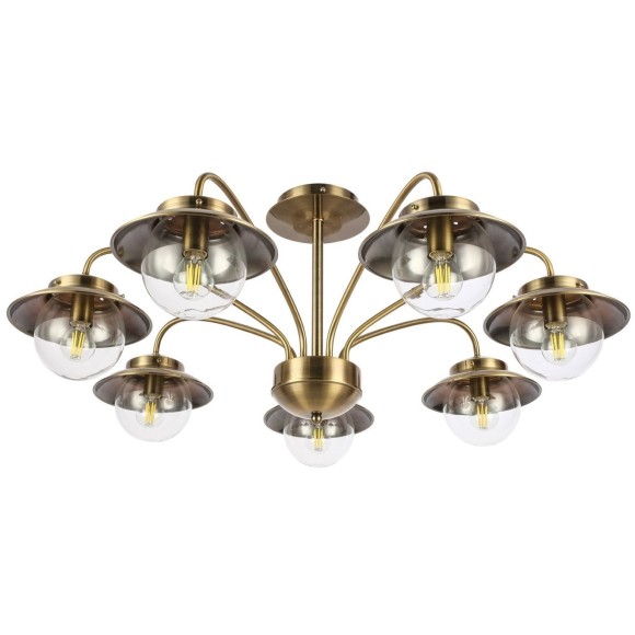 SLE110102-07 Светильник потолочный Античная бронза/Прозрачный E14 7*40W GARONNI