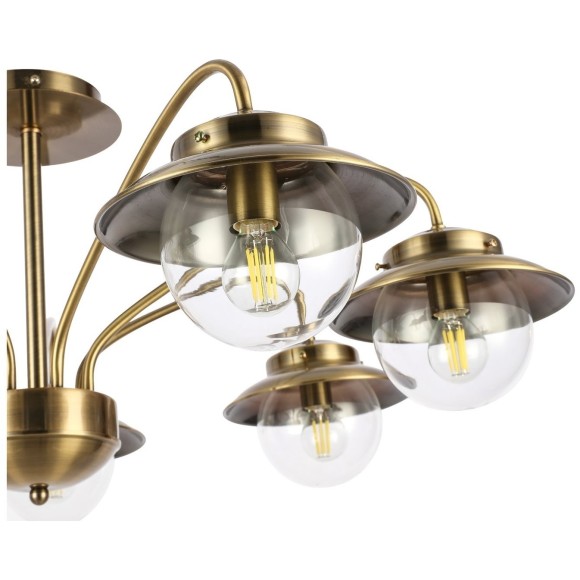 SLE110102-07 Светильник потолочный Античная бронза/Прозрачный E14 7*40W GARONNI