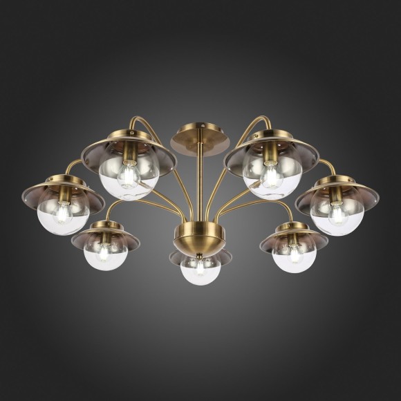 SLE110102-07 Светильник потолочный Античная бронза/Прозрачный E14 7*40W GARONNI