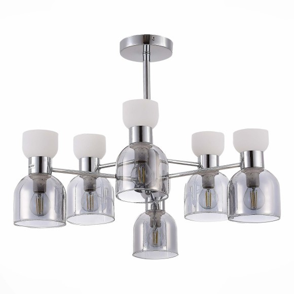 SLE1045-102-06 Светильник потолочный Хром/Белый, Дымчатый E14 6*40W VENTO SLE1045-102-06 Светильник потолочный Хром/Белый, Дымчатый E14 6*40W VENTO