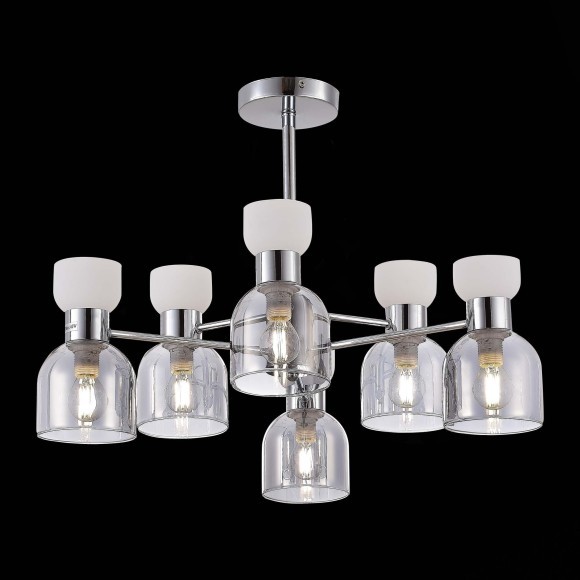 SLE1045-102-06 Светильник потолочный Хром/Белый, Дымчатый E14 6*40W VENTO SLE1045-102-06 Светильник потолочный Хром/Белый, Дымчатый E14 6*40W VENTO