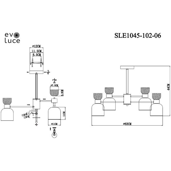 SLE1045-102-06 Светильник потолочный Хром/Белый, Дымчатый E14 6*40W VENTO SLE1045-102-06 Светильник потолочный Хром/Белый, Дымчатый E14 6*40W VENTO