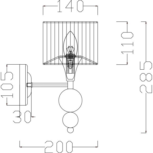 Бра Freya FR5093WL-01CH Lauren под лампу 1xE14 40W