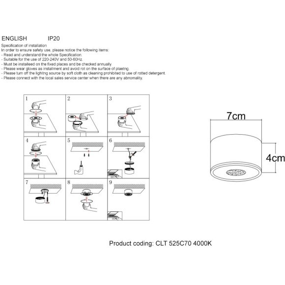 Светильник потолочный Crystal Lux CLT 525C70 BL 4000K