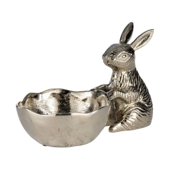 427298 AMBALAVA Статуэтка Заяц с чашей, алюминий, никель, L250, B150, H160 427298 AMBALAVA Статуэтка Заяц с чашей, алюминий, никель, L250, B150, H160