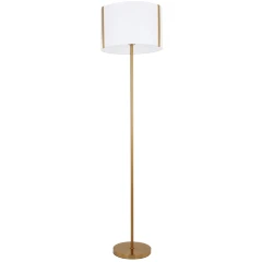 Arte Lamp Dream A4110PN-1PB Напольный светильник, торшер классического стиля с абажуром диаметром 40 см и высотой 158см, плафон белый текстиль, медный металл, лампа E27 1шт до 60Вт IP20 220В, выключатель на проводе в розетку