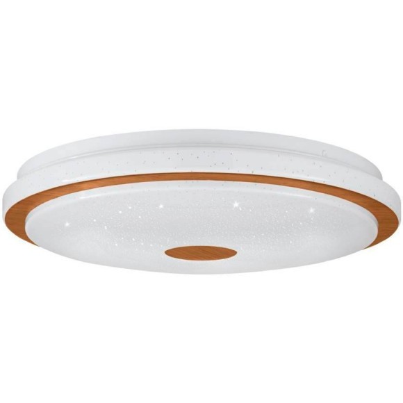 900598 Настенно-потолочный светильник LANCIANO 1, LED 24W, 1900lm, H75, Ø400, сталь, дерево, белый, коричневый/пластик с эффектом кристаллов, белый, х