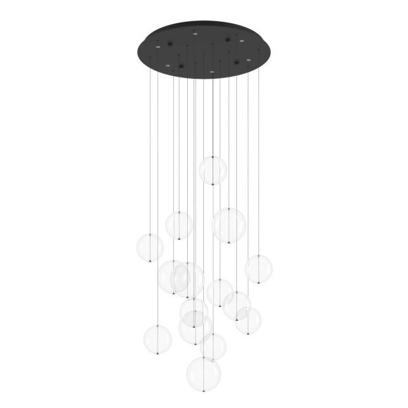 390333 Люстра диммируемая ESPARDELLO, 6X5,4W (LED), 3000K, 3060lm, ?580, сталь, черный/стекло, прозрачный