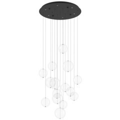 390333 Люстра диммируемая ESPARDELLO, 6X5,4W (LED), 3000K, 3060lm, ?580, сталь, черный/стекло, прозрачный