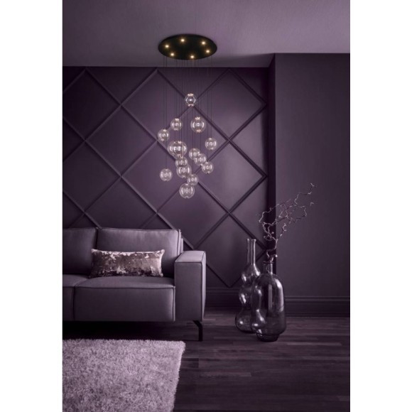 390333 Люстра диммируемая ESPARDELLO, 6X5,4W (LED), 3000K, 3060lm, ?580, сталь, черный/стекло, прозрачный