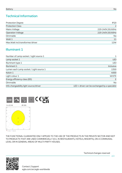 Встраиваемый светильник EGLO FUEVA 5 99149, встроенный LED 11Вт, 4000К, 1350Лм, подключение 220В, IP20, диаметр 166 мм, монтажная глубина 26 мм Встраиваемый светильник EGLO FUEVA 5 99149, встроенный LED 11Вт, 4000К, 1350Лм, подключение 220В, IP20, диаметр 166 мм, монтажная глубина 26 мм
