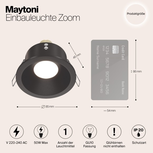 Встраиваемый светильник Maytoni DL032-2-01B Zoom IP65 под лампу 1xGU10 50W
