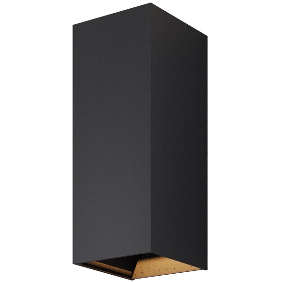 Maytoni Drape O525WL-L10B3K Уличный настенный прямоугольный светодиодный фасадный светильник-бра высотой 17 см, стиль минимализм, свет вверх-вниз, металл черный алюминий, LED 10Вт 3000K 550Лм CRI80 80° 220В IP65 -40...+50°C