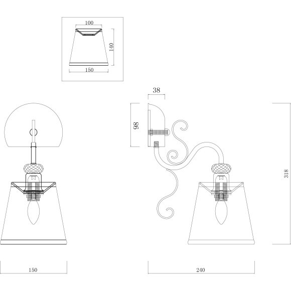 Бра Freya FR2405-WL-01-BZ Driana под лампу 1xE14 40W