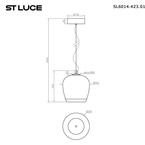 SL6014.423.01 Светильник подвесной ST-Luce Черный/Прозрачный, Черный LED 1*17W 3000K RIPPLE