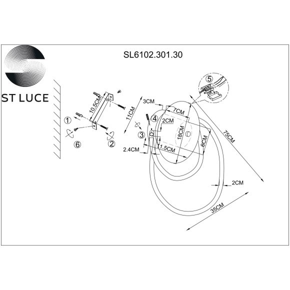 SL6102.301.30 Светильник настенный ST-Luce Латунь/Белый LED 1*30W 4000K SAGRATO