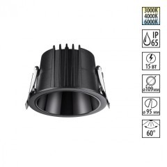 Светильник встраиваемый с переключателем цветовой температуры IP65 LED 15W 3000К\4000К\6000К Novotech LANG 359427 Светильник встраиваемый с переключателем цветовой температуры IP65 LED 15W 3000К\4000К\6000К Novotech LANG 359427