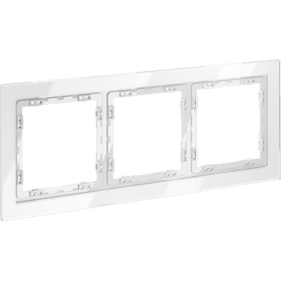 Рамка стеклянная VOLTUM S70 на 3 поста, (белый, стекло)