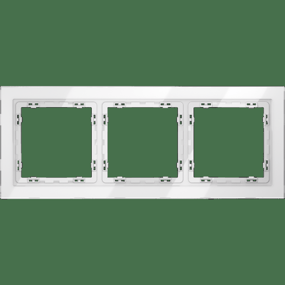 Рамка стеклянная VOLTUM S70 на 3 поста, (белый, стекло)