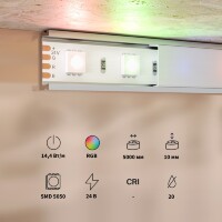 Maytoni 201197 Цветная светодиодная RGB лента 5 метров, ширина 10мм серия BASE SMD5050 24V 14,4Вт/м IP20 120° кратность резки 100мм, раб. температура -30...+60°С