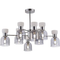 SLE1045-102-08 Светильник потолочный Хром/Белый, Дымчатый E14 8*40W VENTO SLE1045-102-08 Светильник потолочный Хром/Белый, Дымчатый E14 8*40W VENTO